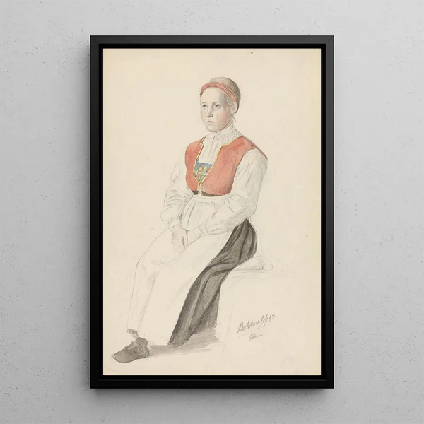 Mädchen in Oline Bukken-Kleidung - Adolph Tidemand — gerahmtes Bild an der Wand