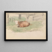 Kalb liegend - Adolph Tidemand — gerahmtes Bild an der Wand