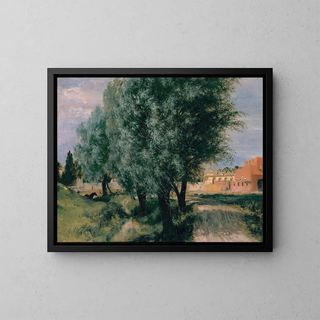 Adolph von Menzel - Building Site with Willows.webp