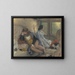 In einem Eisenbahnwagen nach einer nächtlichen Reise - Adolph von Menzel — gerahmtes Bild an der Wand