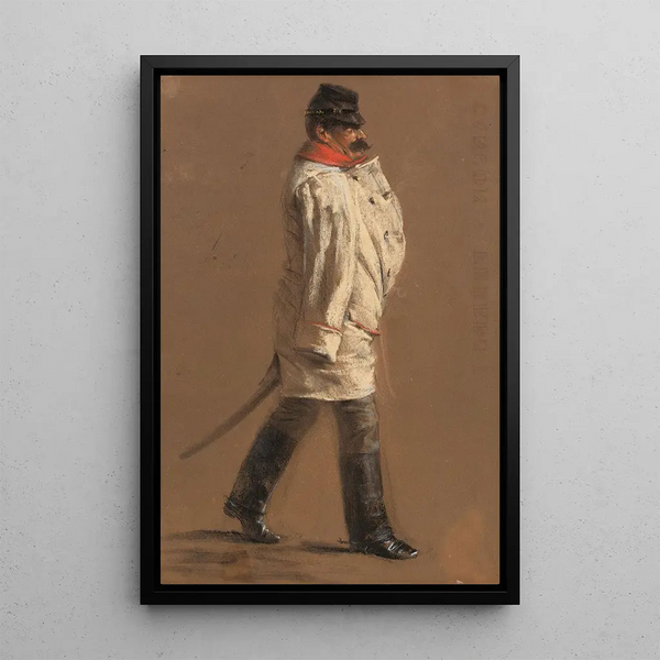 Offiziersgemälde österreichischer Offizier - Adolph von Menzel — gerahmtes Bild an der Wand