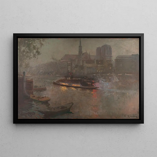 AdolpheErnest Gumery - BateauMouche sur la Seine le soir devant NotreDame.webp