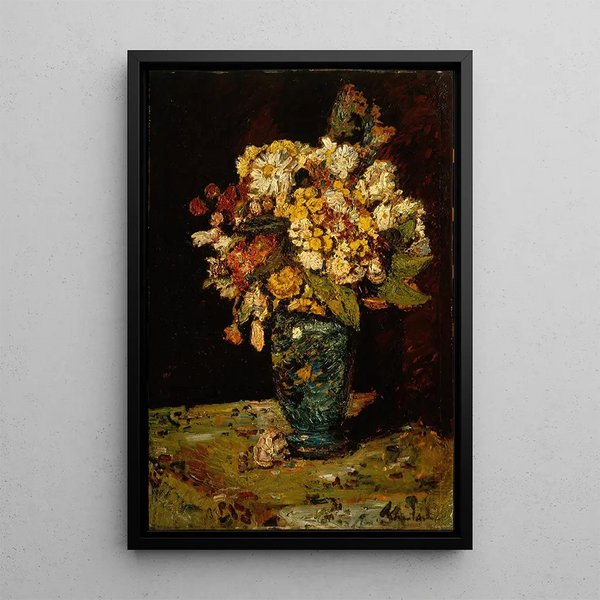 Reproduktion des Gemäldes Blumen in einer blauen Vase - Adolphe Monticelli