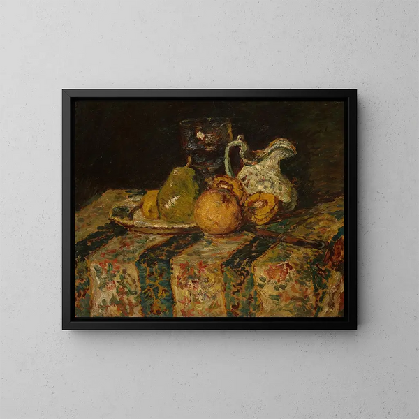 Stillleben mit Früchten und einer Weinkanne - Adolphe Monticelli — gerahmtes Bild an der Wand