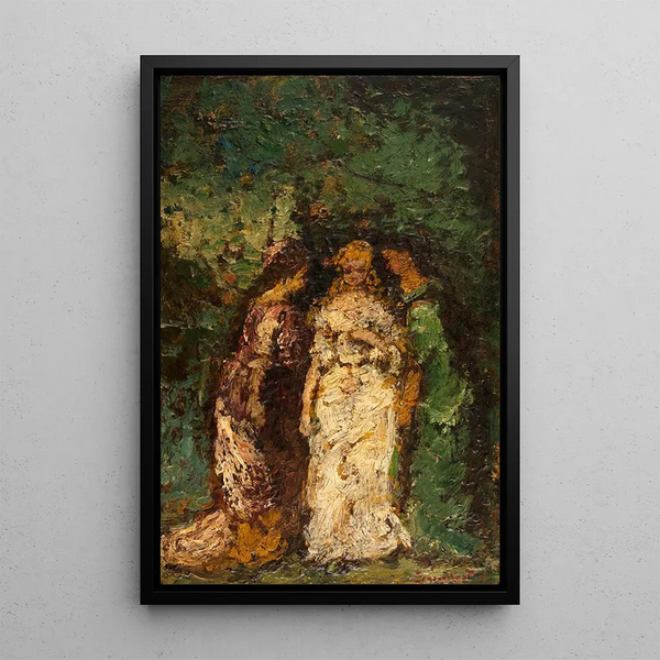 Drei Frauen unter den Bäumen - Adolphe Monticelli — gerahmtes Bild an der Wand