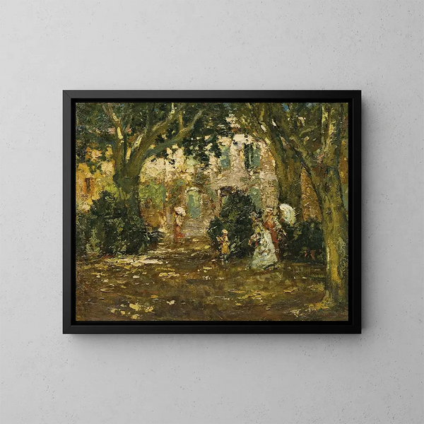 Frauen in einem Garten - Adolphe Monticelli — gerahmtes Bild an der Wand
