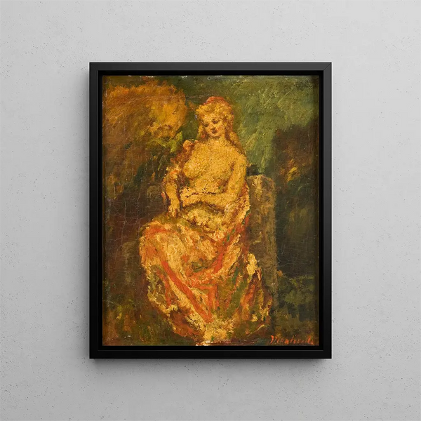 Junge Frau mit einem Fächer - Adolphe Monticelli — gerahmtes Bild an der Wand