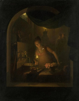 Adriaan Meulemans - Kitchen by Lamplight.webp