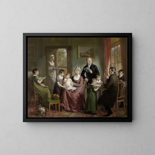 Portrait der Familie von Adrianus Bonebakker mit Dirk L. Bennewitz - Adriaan de Lelie — gerahmtes Bild an der Wand