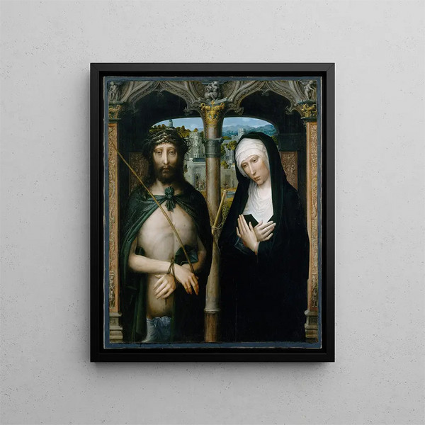 Der gekrönte Christus mit Dornen Ecce Homo und die trauernde Jungfrau - Adriaen Isenbrandt — gerahmtes Bild an der Wand