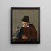 Ein Mann, der ein Bierkrug und ein Glas hält - Adriaen van Ostade — gerahmtes Bild an der Wand