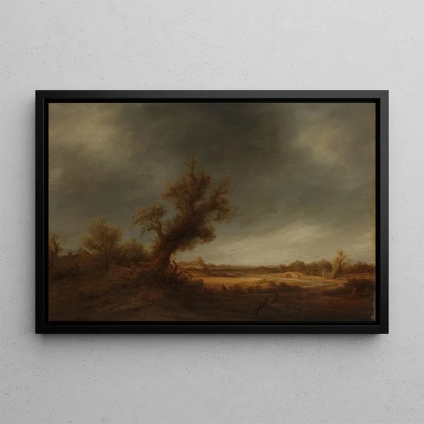 Landschaft mit einer alten Eiche - Adriaen van Ostade — gerahmtes Bild an der Wand