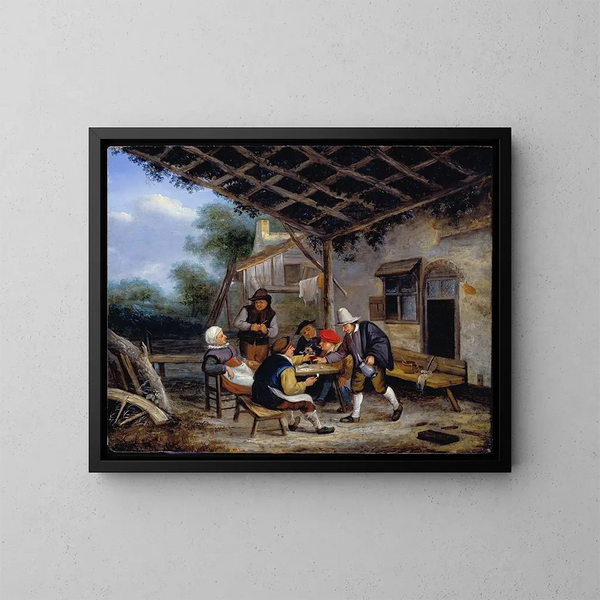 Bauern beim Trinken - Adriaen van Ostade — gerahmtes Bild an der Wand