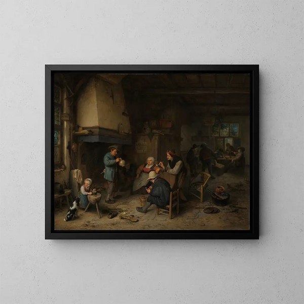 Bauern in einem Interieur - Adriaen van Ostade — gerahmtes Bild an der Wand