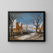 Ein Winterlandschaft mit Figuren in einem Dorf - Adriaen van Stalbemt — gerahmtes Bild an der Wand