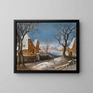 Adriaen van Stalbemt - A winter landscape with figures in a village.webp