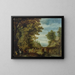 Ein bewaldetes Landschaft mit Reisenden, die eine Brücke überqueren - Adriaen van Stalbemt — gerahmtes Bild an der Wand