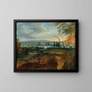 Adriaen van Stalbemt - An extensive hilly landscape with a river.webp