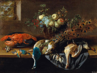Adriaen van Utrecht - A Peacock Fruit Boiled Lobster And A Prey Of Birds.webp
