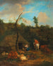 Ein Hirte und eine Hirtin vor einem Holzhaus - Adriaen van de Velde — Ansicht des Kunstwerks