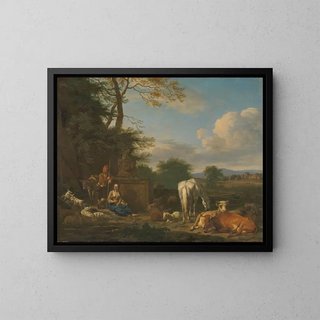 Adriaen van de Velde - Arcadian Landscape with resting Shepherds and Animals.webp