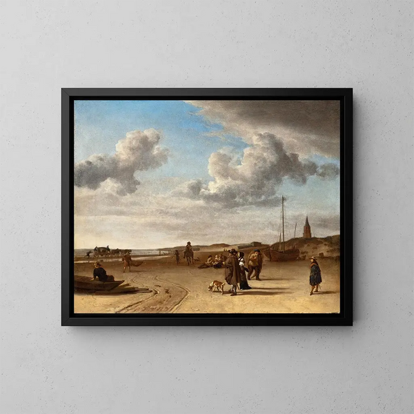 Die Strand von Scheveningen - Adriaen van de Velde — gerahmtes Bild an der Wand
