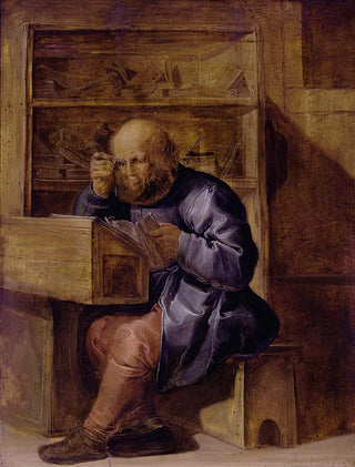 Adriaen van de Venne - De proeflezer Cornelis Kiel aan het werk.webp
