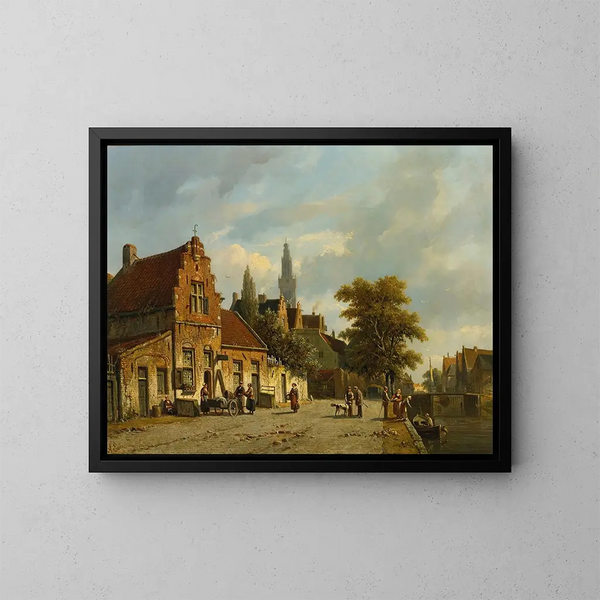 Eine Stadt in den Niederlanden - Adrianus Eversen — gerahmtes Bild an der Wand