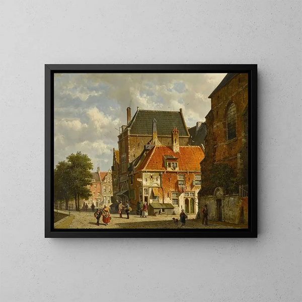 Figuren auf einer sonnigen Straße - Adrianus Eversen — gerahmtes Bild an der Wand