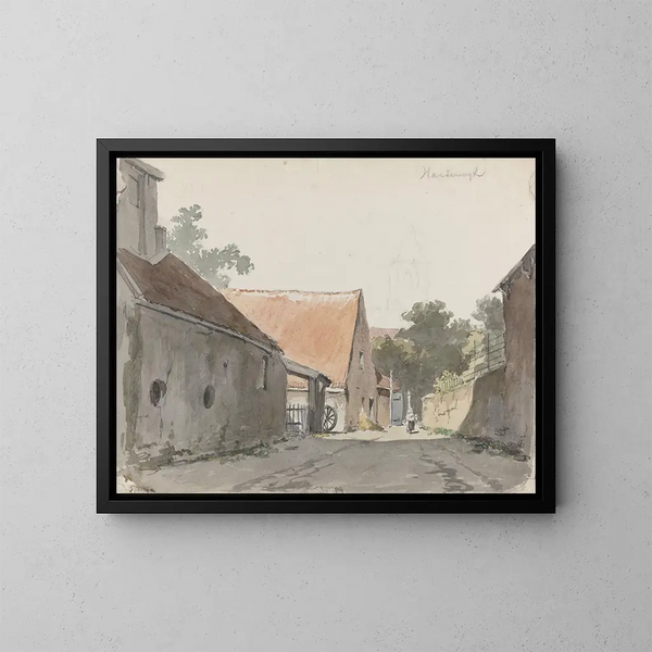 Ansicht einer Gasse in Harderwijk - Adrianus Eversen — gerahmtes Bild an der Wand