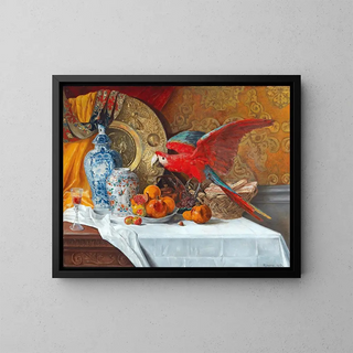 Adrien Moreau - Groes Stillleben Mit Papagei.webp