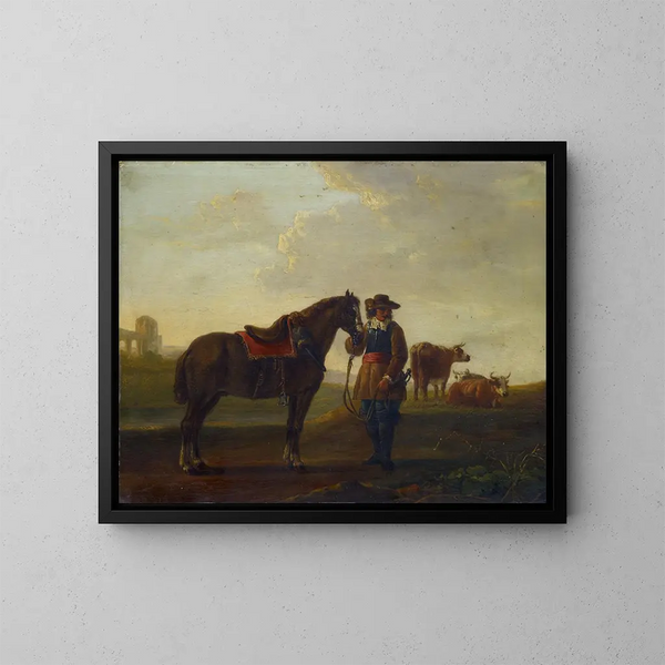 Offizier mit Pferd - Aelbert Cuyp — gerahmtes Bild an der Wand