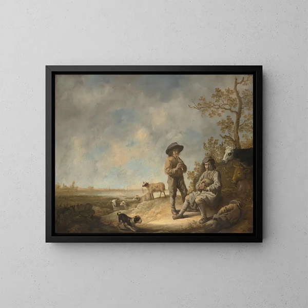 Bergers spielend Flöte - Aelbert Cuyp — gerahmtes Bild an der Wand