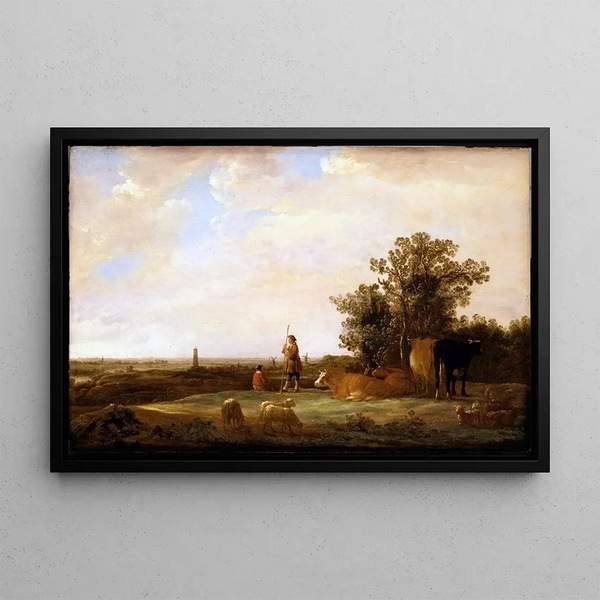 Ansicht einer Ebene - Aelbert Cuyp — gerahmtes Bild an der Wand