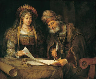 Aert de Gelder - Ester y Mardoqueo escribiendo la primera carta del Purim.webp