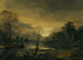 Ein Flusslandschaft bei Sonnenuntergang mit Fischern, die ihr Netz im Vordergrund ziehen, Windmühlen in der Ferne - Aert van der Neer — Ansicht des Kunstwerks