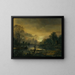 Ein Flusslandschaft bei Sonnenuntergang mit Fischern, die ihr Netz im Vordergrund ziehen, Windmühlen in der Ferne - Aert van der Neer — gerahmtes Bild an der Wand