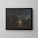 eines Landschaftsbildes im Mondschein mit einer Herberge am Flussufer - Aert van der Neer — gerahmtes Bild an der Wand