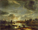 Szene am Kanal im Mondschein - Aert van der Neer — Ansicht des Kunstwerks