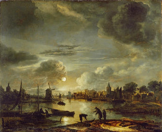 Szene am Kanal im Mondschein - Aert van der Neer — Ansicht des Kunstwerks