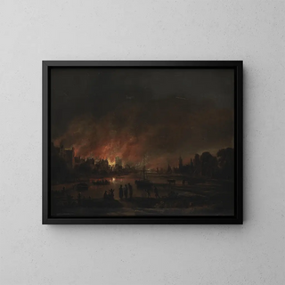 Aert van der Neer - Fire at a Village by Night.webp