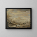 Fluss gefroren mit einer Fußgängerbrücke - Aert van der Neer — gerahmtes Bild an der Wand