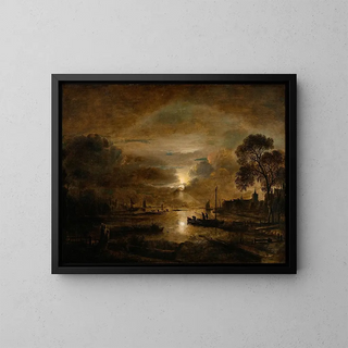 Aert van der Neer - Moonlight at a Dutch River.webp