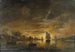 Flusslandschaft mit Booten bei Mondaufgang - Aert van der Neer — Ansicht des Kunstwerks