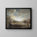 Zwei Städte auf einem vereisten Fluss mit Golfern und Schlittschuhläufern - Aert van der Neer — gerahmtes Bild an der Wand