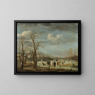 Aert van der Neer - Winter Landscape near a Town with Bare Trees.webp