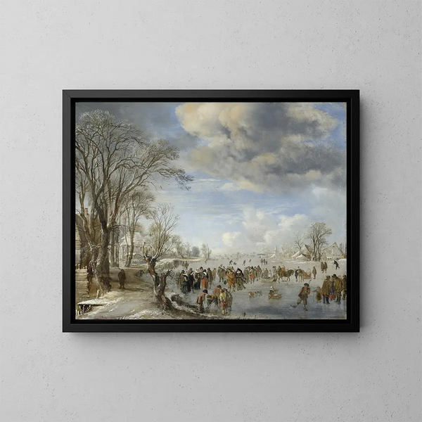 Winter in Holland, Eisszene - Aert van der Neer — gerahmtes Bild an der Wand