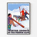 Vintage Winter-Sport-Poster in den Alpen — gerahmtes Bild an der Wand
