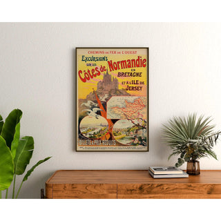 Affiche Trains Normandie Bretagne Vintage