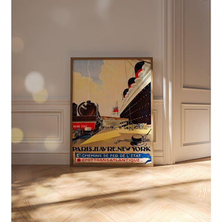 Affiche Vintage Paris Le Havre New York